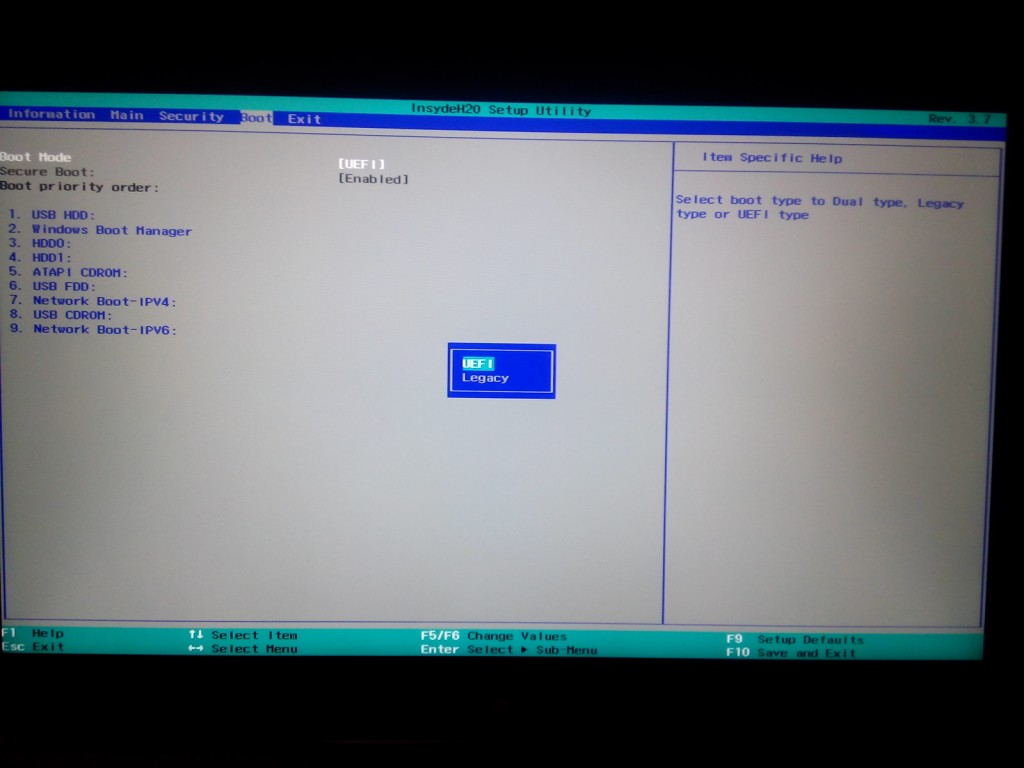 acer aspire R7 BIOS setup